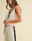 The Alba Linen Contrast Top + Pant Set - Sold Separately