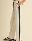 The Alba Linen Contrast Top + Pant Set - Sold Separately