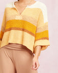 The Amber Striped Patch Sweater