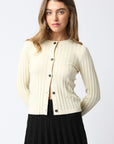 The Ami Ecru Ribbed Button Top