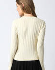 The Ami Ecru Ribbed Button Top
