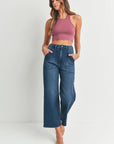 The Amyl Dark Denim Cargo Wide Leg Jeans