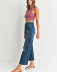 The Amyl Dark Denim Cargo Wide Leg Jeans