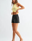 The Andie Black Denim Classic Hem Shorts