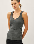 The Andy Charcoal Notched Tank Top