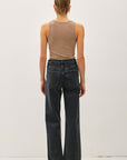 The Andy Dark Taupe Notched Tank Top