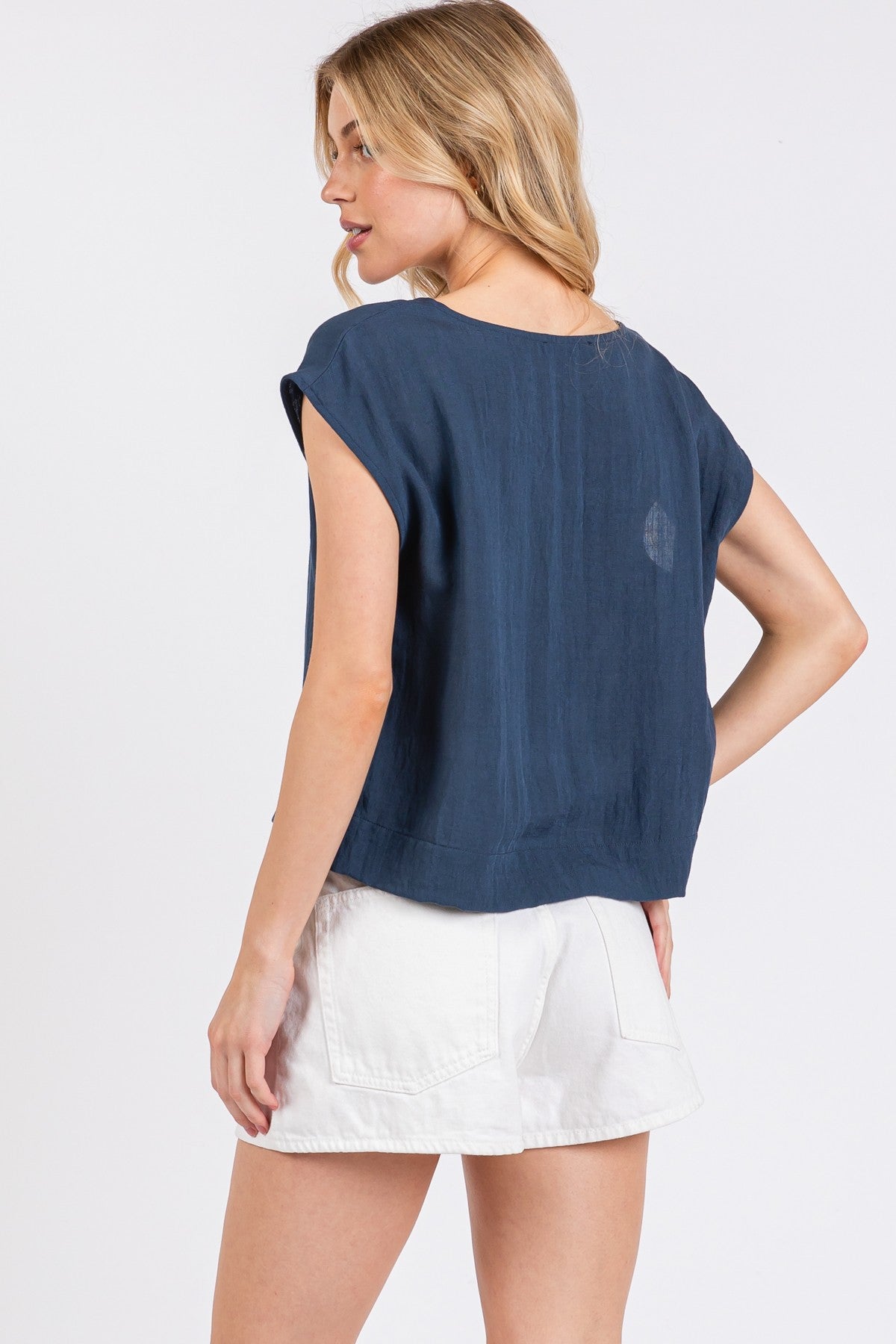 The Anika Midnight Woven Top + Pant Set - Sold Separately