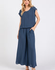 The Anika Midnight Woven Top + Pant Set - Sold Separately