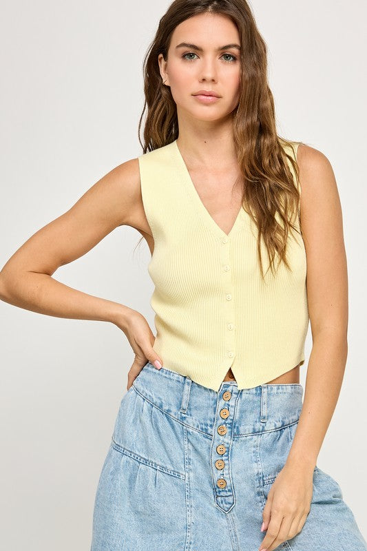 The Anya Lemon Buttoned Vest