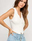 The Anya Off White Buttoned Vest