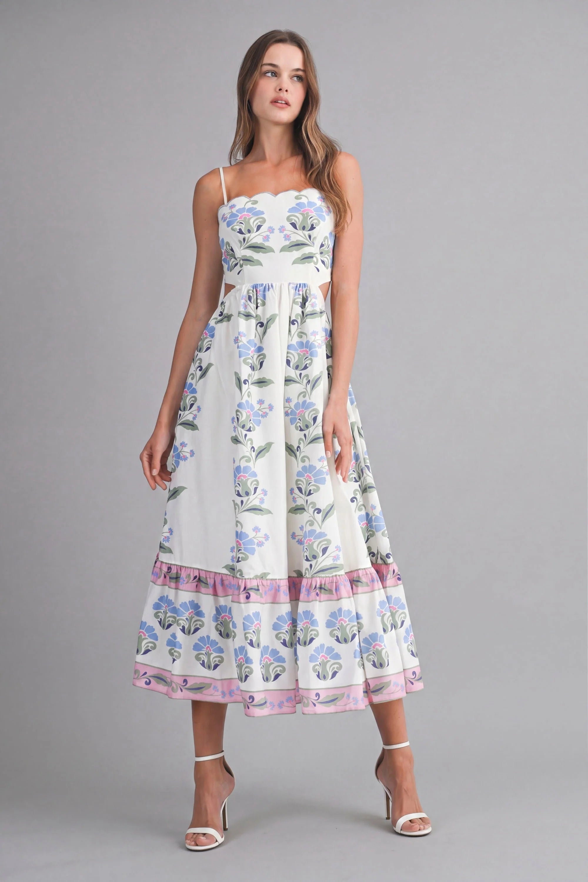 The Arabella Floral Border Midi Dress