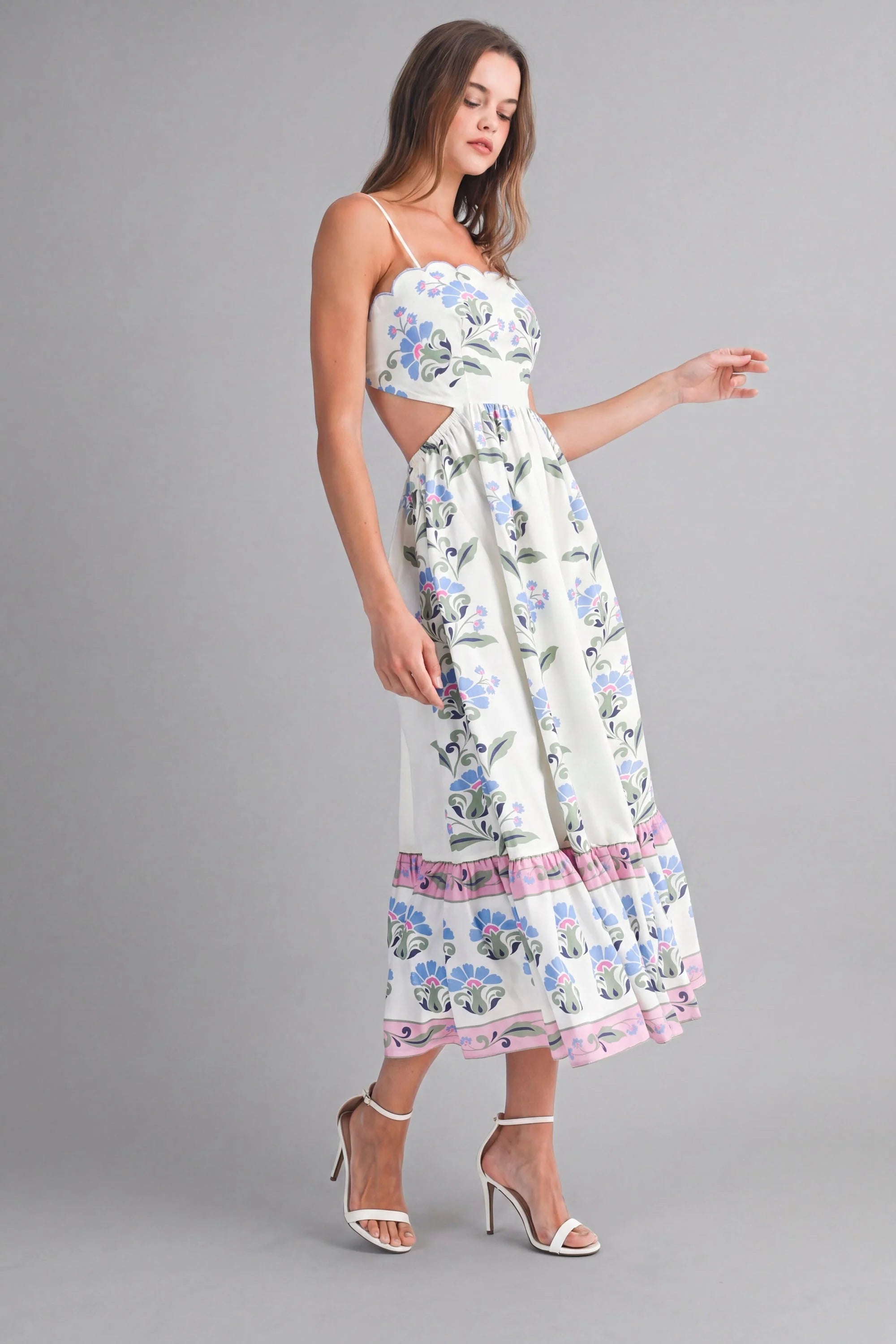 The Arabella Floral Border Midi Dress