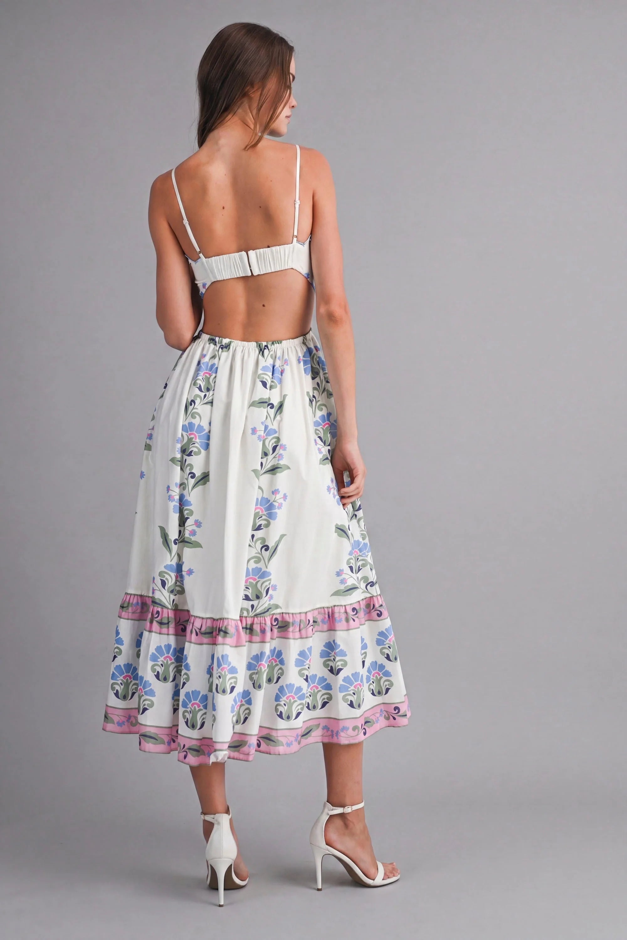 The Arabella Floral Border Midi Dress