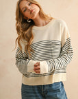 The Arden Black Striped Sweater Top