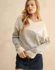 The Arden Mocha Striped Sweater Top