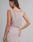 The Arity Scalloped Cut Out Crop Top + Mini Skirt Set - Sold Separately