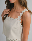 The Arity Scalloped Cut Out Crop Top + Mini Skirt Set - Sold Separately