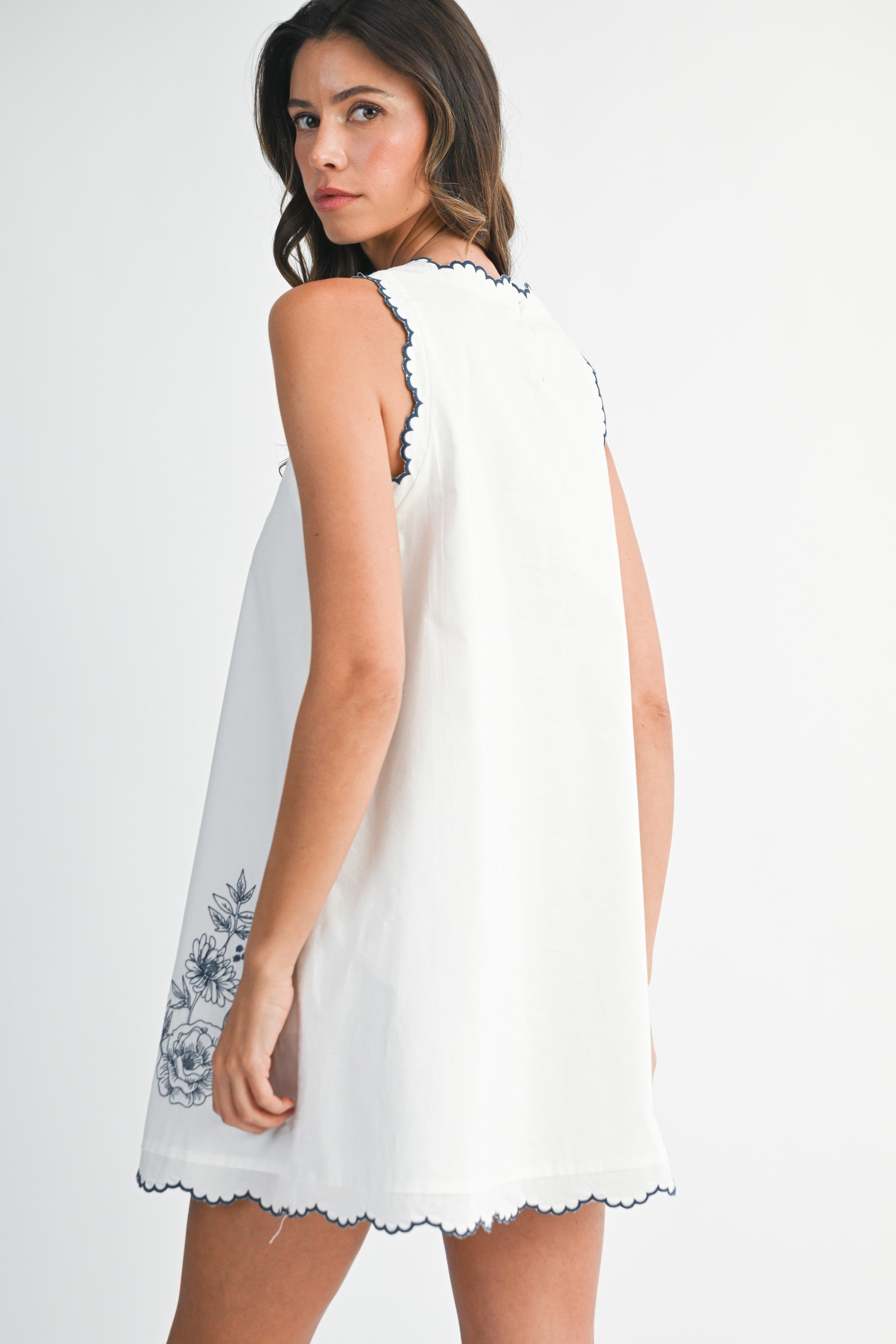 The Arya Floral Scalloped Mini Dress