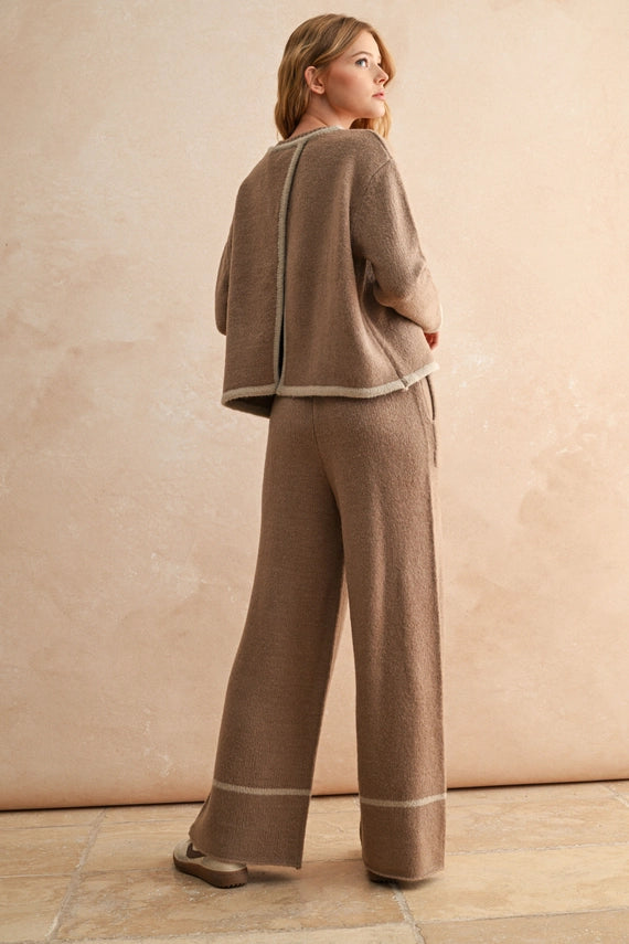 The Astrid Contrast Lounge Sweater + Pant Set - Sold Separately