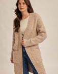 The Audrey Mocha Boucle Cardigan