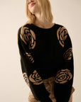 The Aurora Black Floral Sweater
