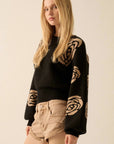 The Aurora Black Floral Sweater