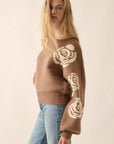 The Aurora Mocha Floral Sweater