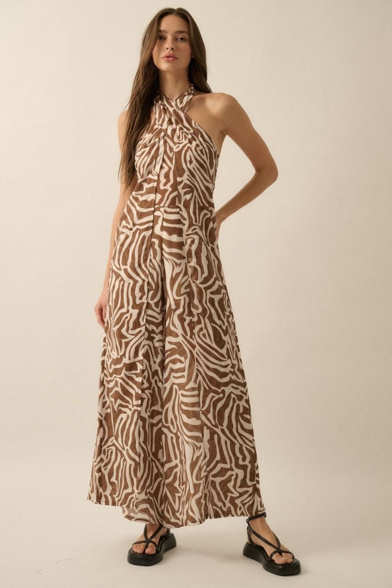 The Avayah Chocolate Convertible Halter Jumpsuit