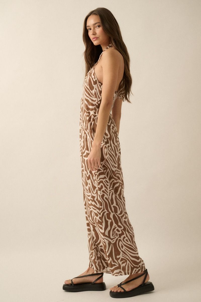 The Avayah Chocolate Convertible Halter Jumpsuit