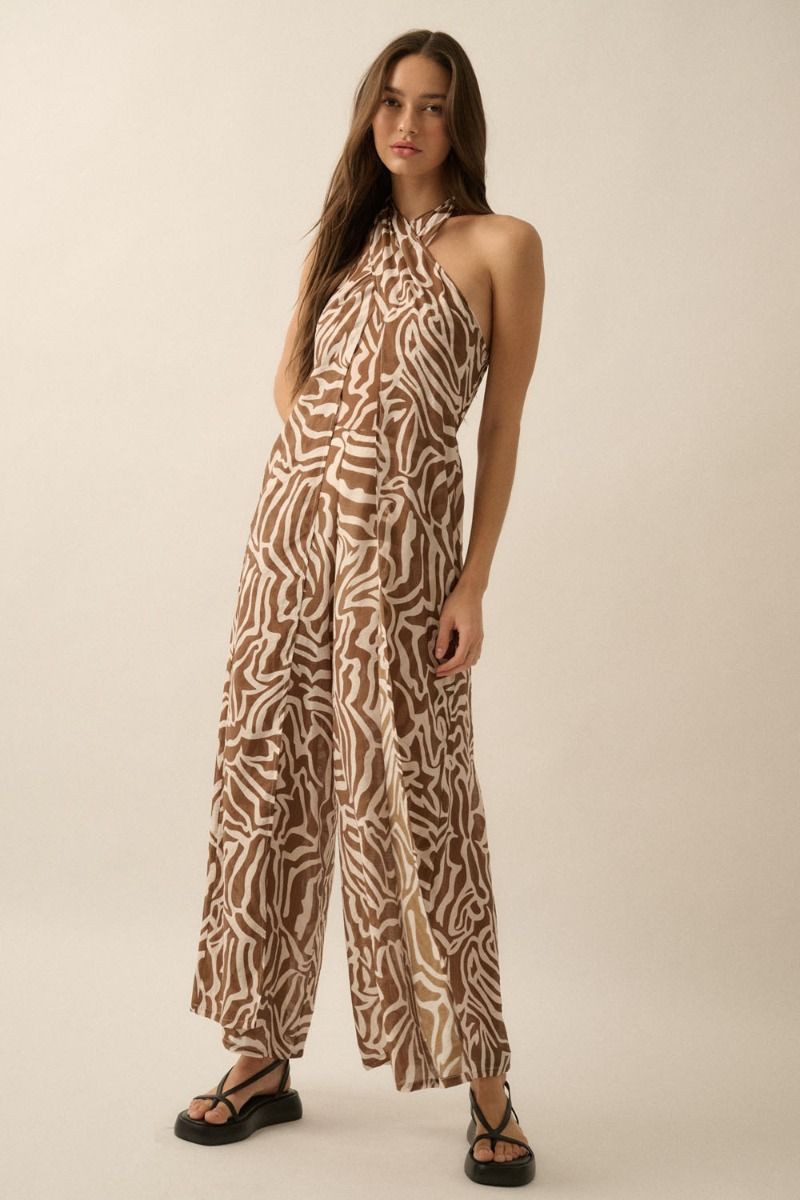 The Avayah Chocolate Convertible Halter Jumpsuit