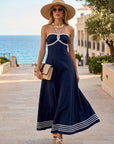 The Thalassa Navy Halter Maxi Dress