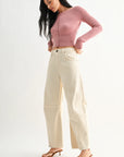 The Bella Almond Seamed Barrel Jeans
