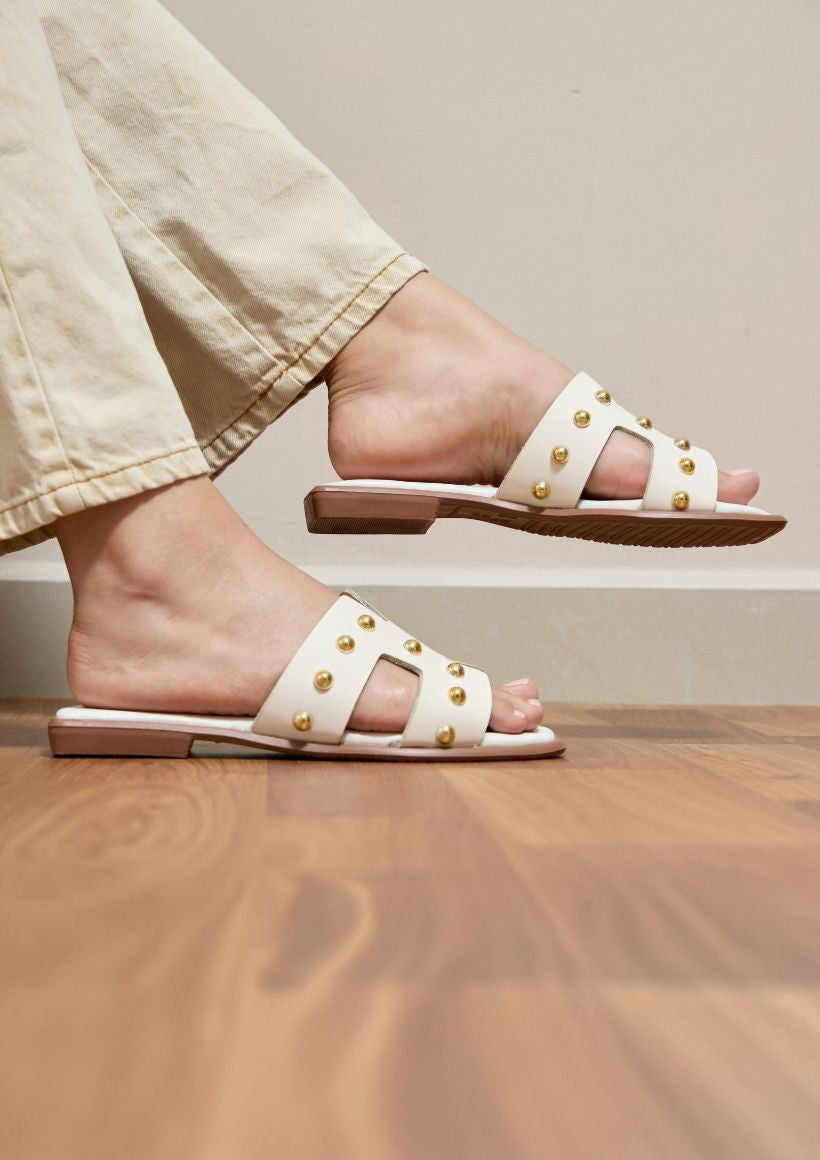 The Bobbie White Studs Sandals