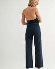 The Briar Navy Mini Patch Pocket Wide Leg Jeans