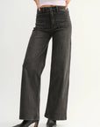 The Briar Black Mini Patch Pocket Wide Leg Jeans
