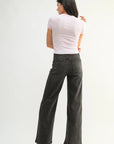 The Briar Black Mini Patch Pocket Wide Leg Jeans