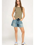 The Bridget Olive Button Down Tank Top