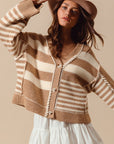 The Briny Stripped Button Front Sweater