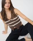 The Brooke Brown Stripe Button Knit Vest
