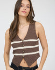 The Brooke Brown Stripe Button Knit Vest