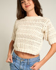 The Cara Cropped Crochet Sweater Top