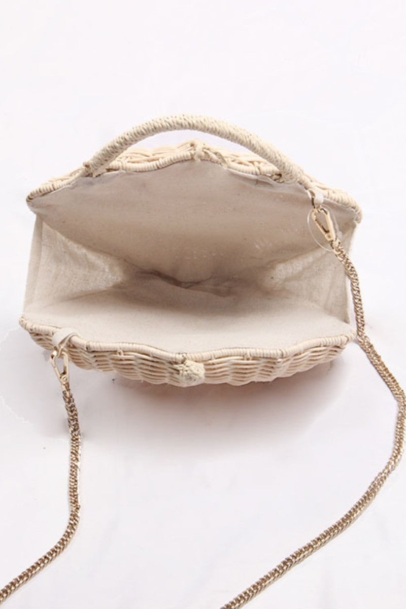 The Calypso Seashell Straw Woven Bag