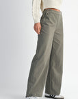 The Cammy Dark Olive Buttoned Wide Leg Pants