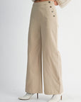 The Cammy Taupe Buttoned Wide Leg Pants