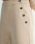The Cammy Taupe Buttoned Wide Leg Pants