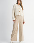 The Cammy Taupe Buttoned Wide Leg Pants