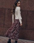 The Carmilla Burgundy Floral Organza Midi Skirt