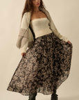 The Carmilla Black Floral Organza Midi Skirt