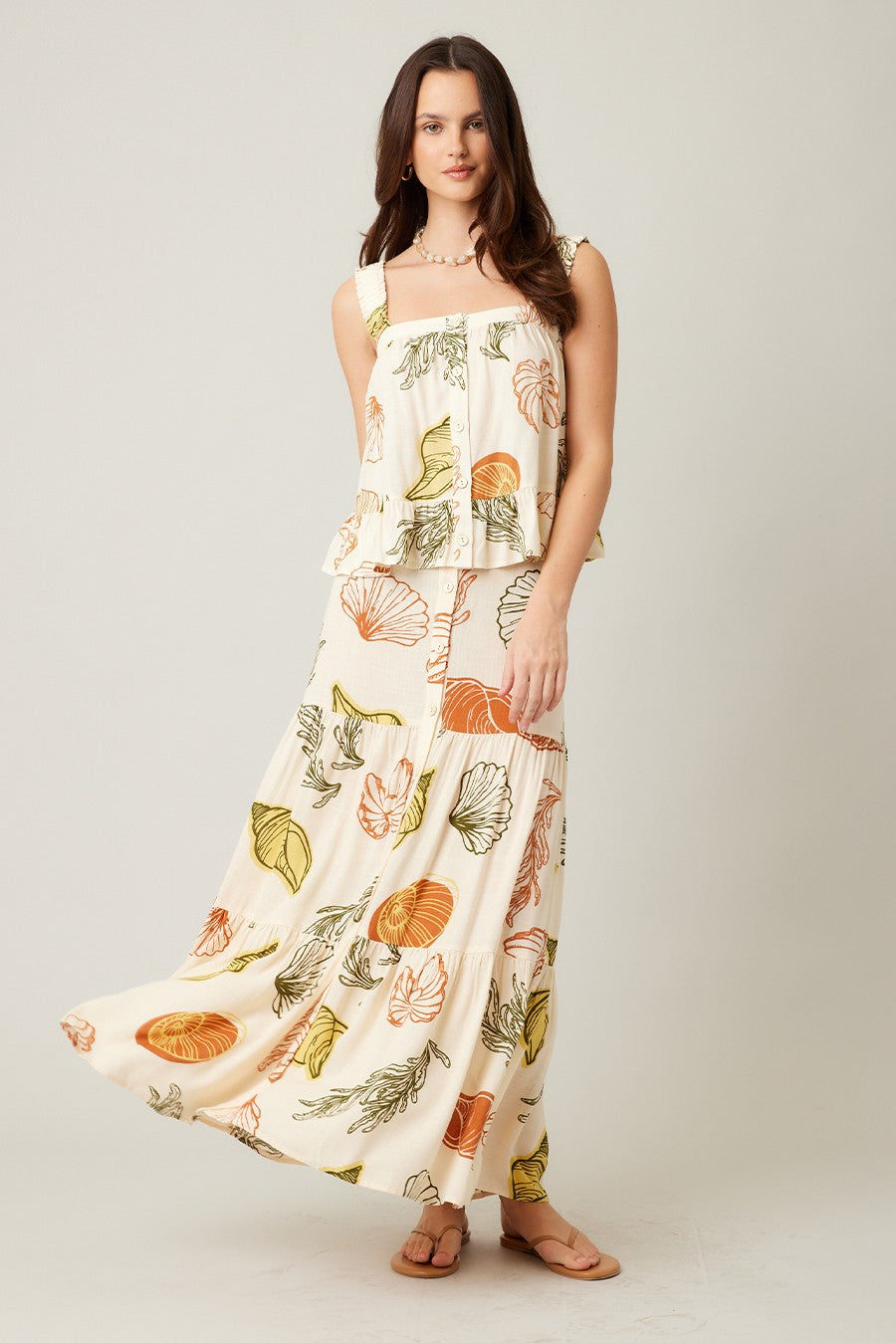 The Cordelia Shell Ruffle Top + Skirt Set - Sold Separately