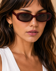 The Mimi Burgundy Acetate Oval Sunglasses